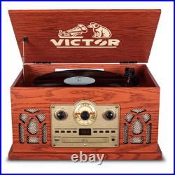 Victor Belmont 8-in-1 Wood Music Center Mahogany Refurbished Grade Very Good