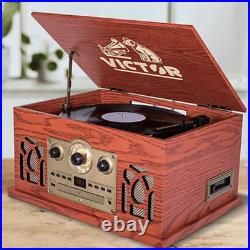 Victor Belmont 8-in-1 Wood Music Center Mahogany Refurbished Grade Very Good