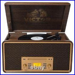 Victor Monument 8-in-1 Wood Music Center Espresso Refurbished Grade Very Good