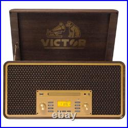 Victor Monument 8-in-1 Wood Music Center Espresso Refurbished Grade Very Good
