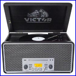 Victor Monument 8-in-1 Wood Music Center Graphite Refurbished Grade Very Good