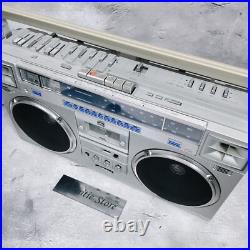 Victor RC-M70 AM FM Stereo Radio Cassette Recorder Silver RCM70 M-70 Tested JP Victor RC-M70 AM FM Stereo Radio Cassette Recorder Silver RCM70 M-70 Tested JP