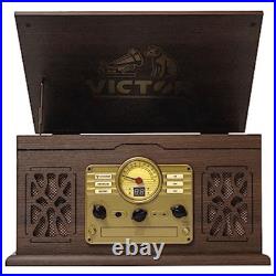 Victor State 7-in-1 Wood Music Center Espresso Refurbished Grade Very Good