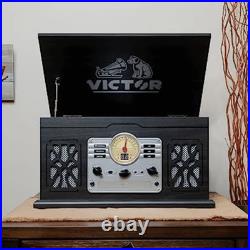 Victor State 7-in-1 Wood Music Center Graphite Refurbished Grade Very Good