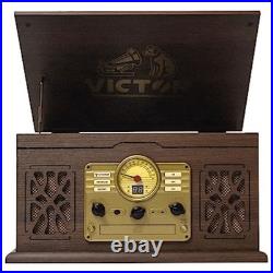 Victor VWRP-3800 State 7-in-1 Turntable Music Center Record Player EspressoT
