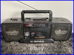 Vintage 1980's SHARP WQ-T352 Boombox Dual Cassette Player Portable Stereo X Bass
