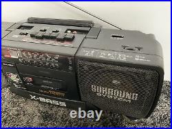 Vintage 1980's SHARP WQ-T352 Boombox Dual Cassette Player Portable Stereo X Bass