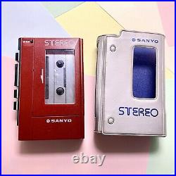 Vintage Retro Sanyo M4440 Walkman Red Cassette Player 1979 Pitch Control Counter